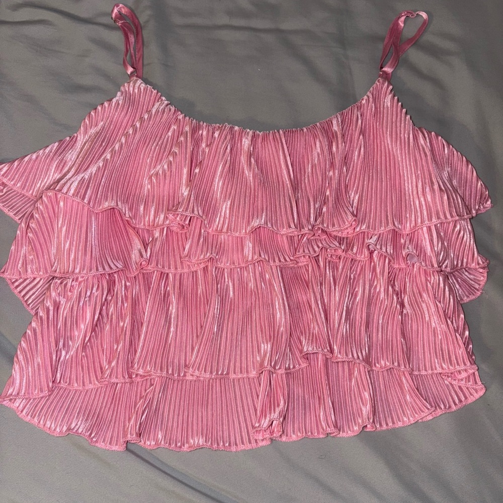 SHEIN Pink Layered Ruffle Camisole